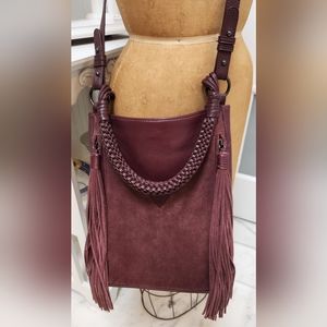 Gorgeous SAM EDELMAN Portwine Suede and Leather Vintage Chic Bag EUC